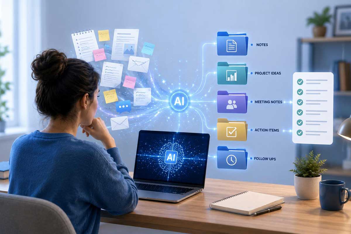 Using AI to organize scattered notes into folders, categories and action items