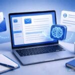 How to use AI to write emails with an AI assistant on a laptop