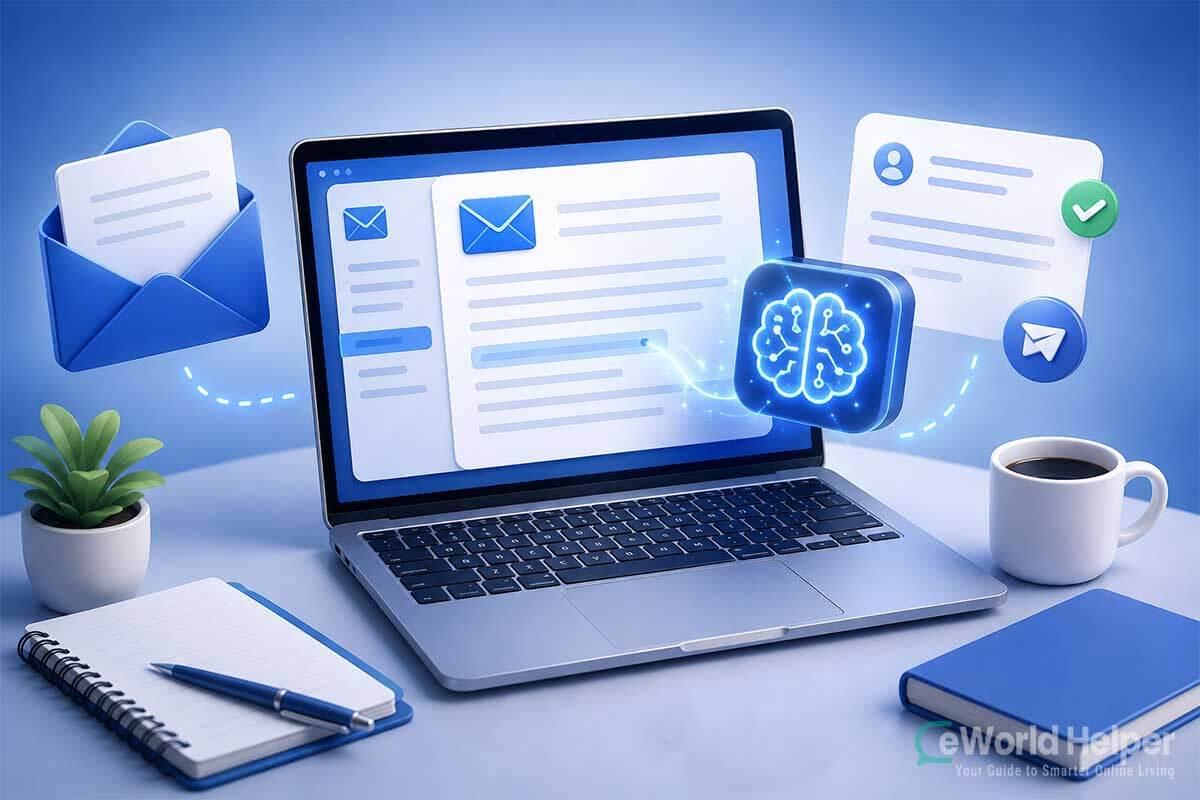 How to use AI to write emails with an AI assistant on a laptop