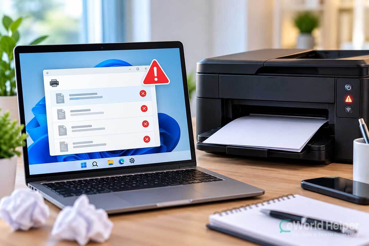Stuck printer print queue in Windows preventing documents from printing